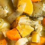 close up of vegetable soup