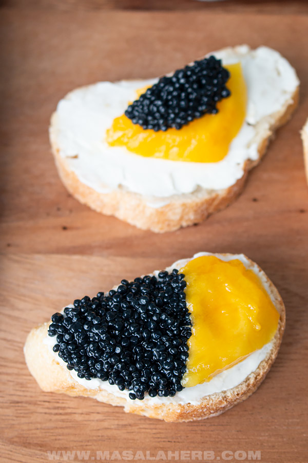 vegan caviar with mango