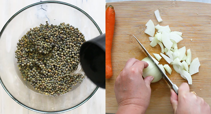 soak lentils, cut produce
