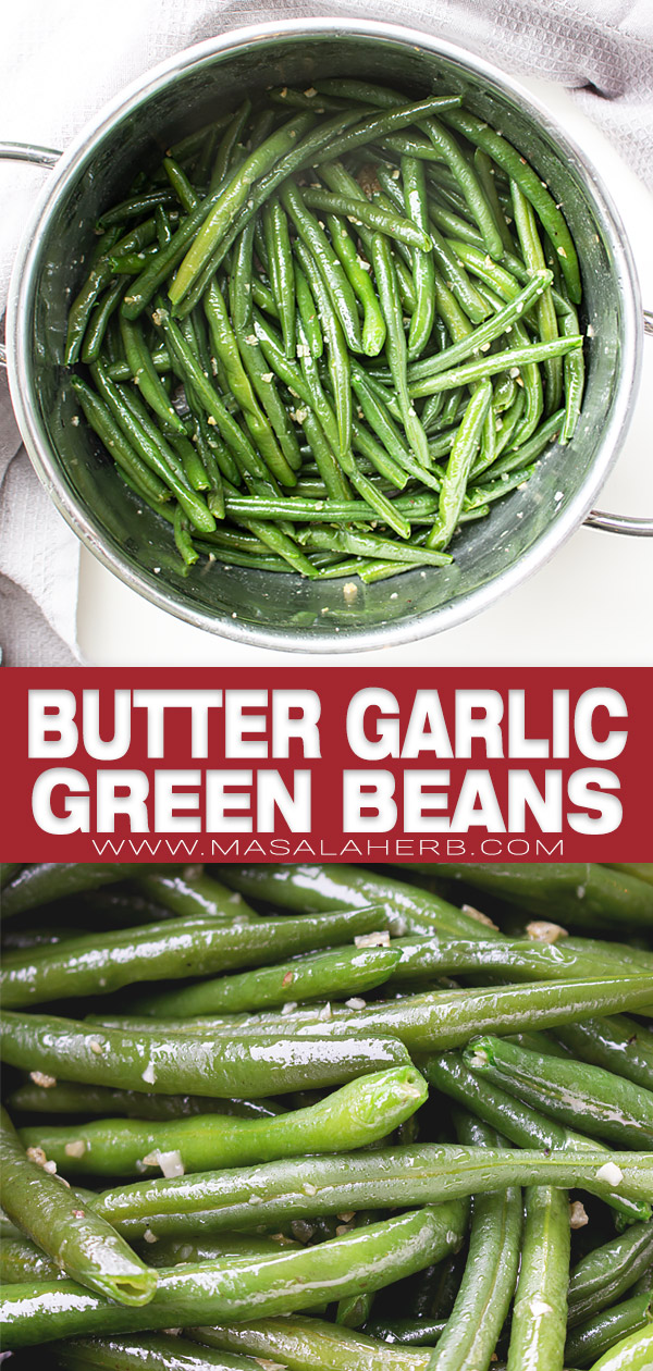 garlic butter green beans pin image