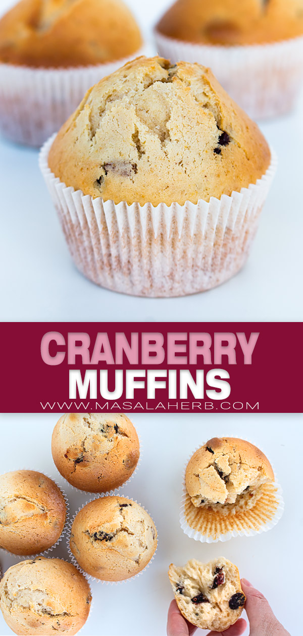 Cranberry Muffins Recipe pin image
