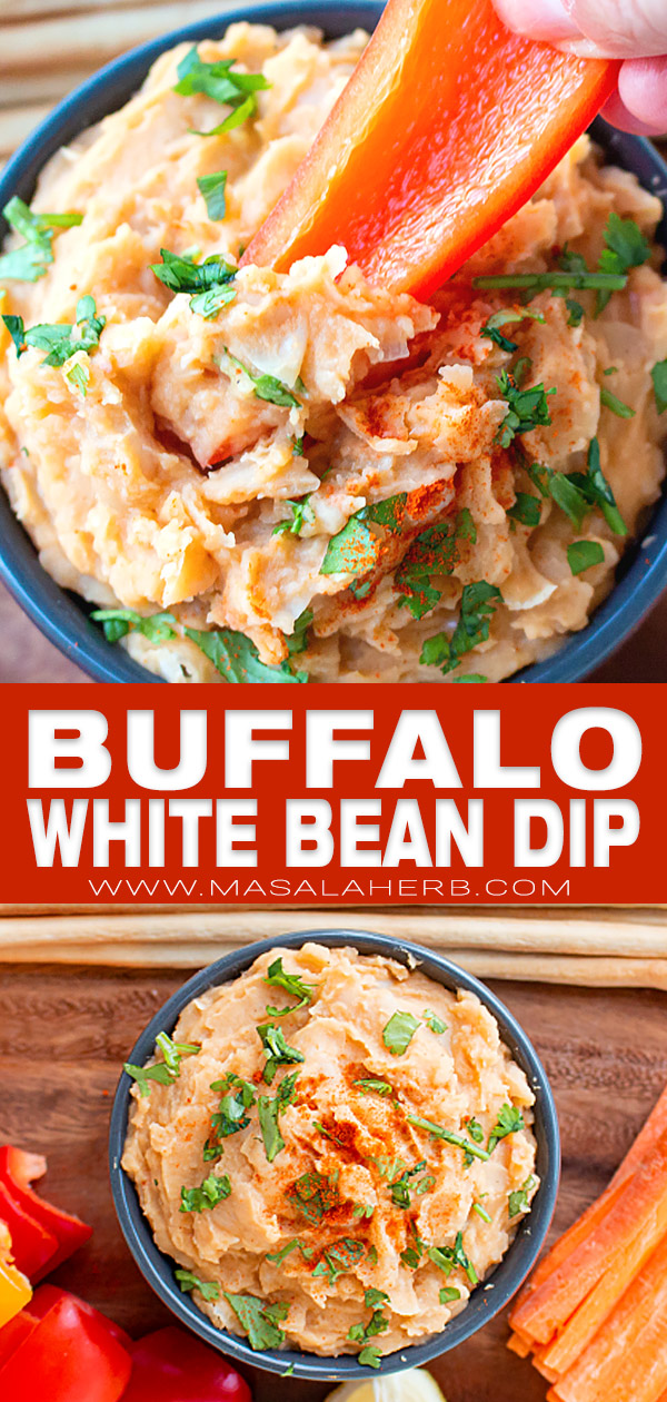Buffalo White Bean Dip Recipe image pin