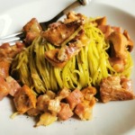 Tagliolini Pasta with Chanterelle Mushrooms and Speck
