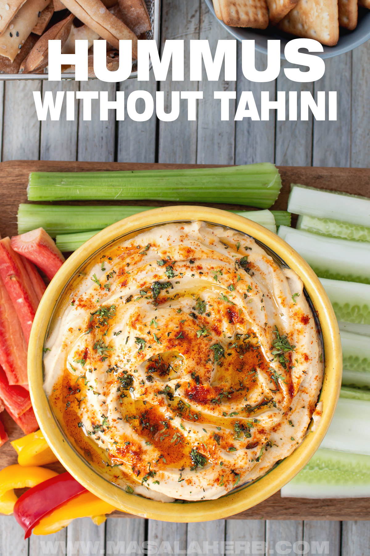 Spicy Hummus without Tahini Recipe pin picture