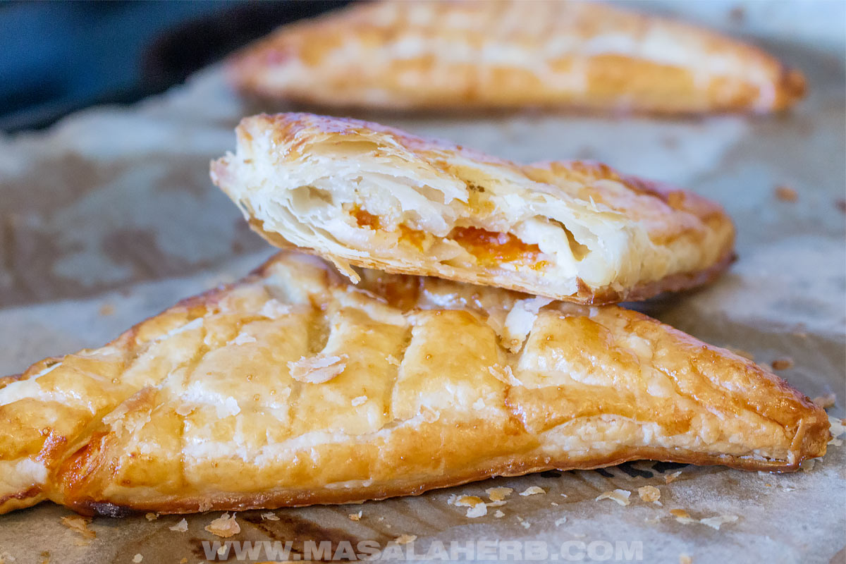 puff pastry filled with jam and cream cheese