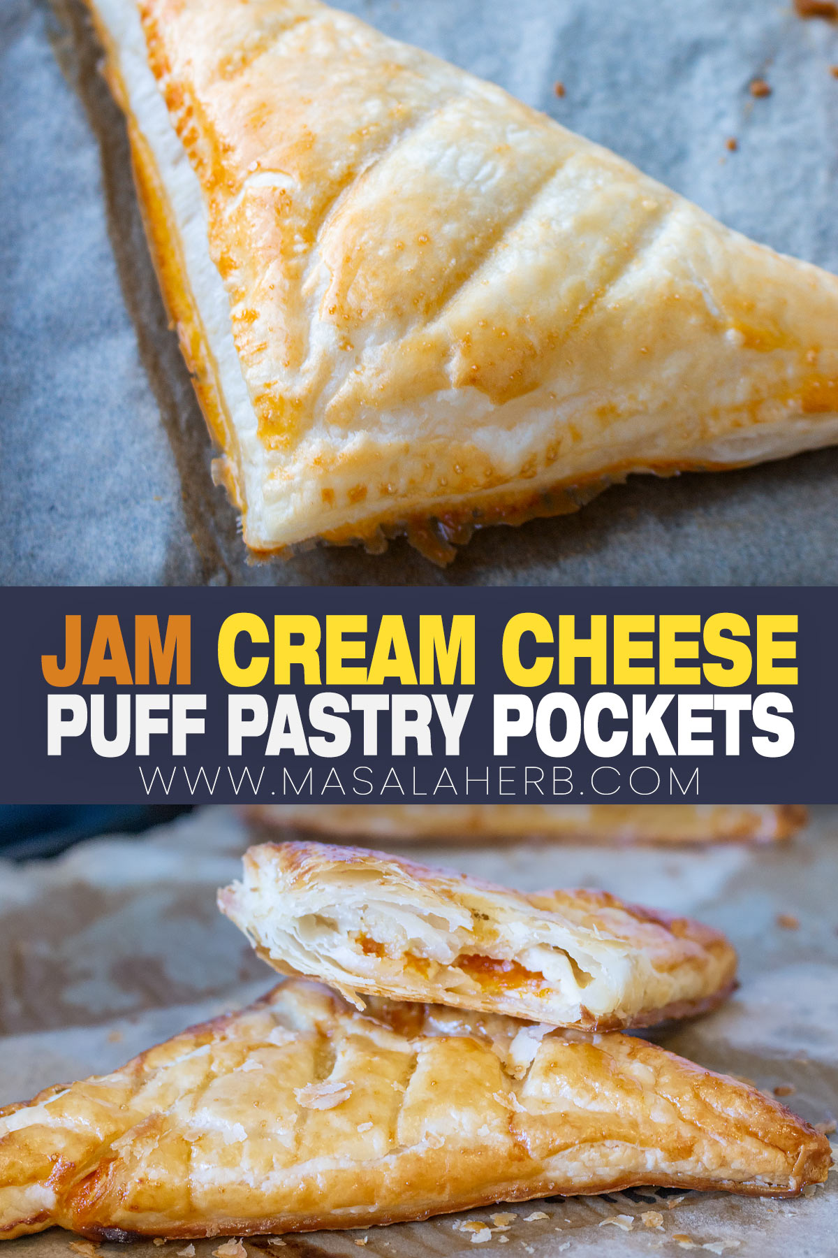 Jam Cream Cheese Puff Pastry Dessert Recipe pin picture