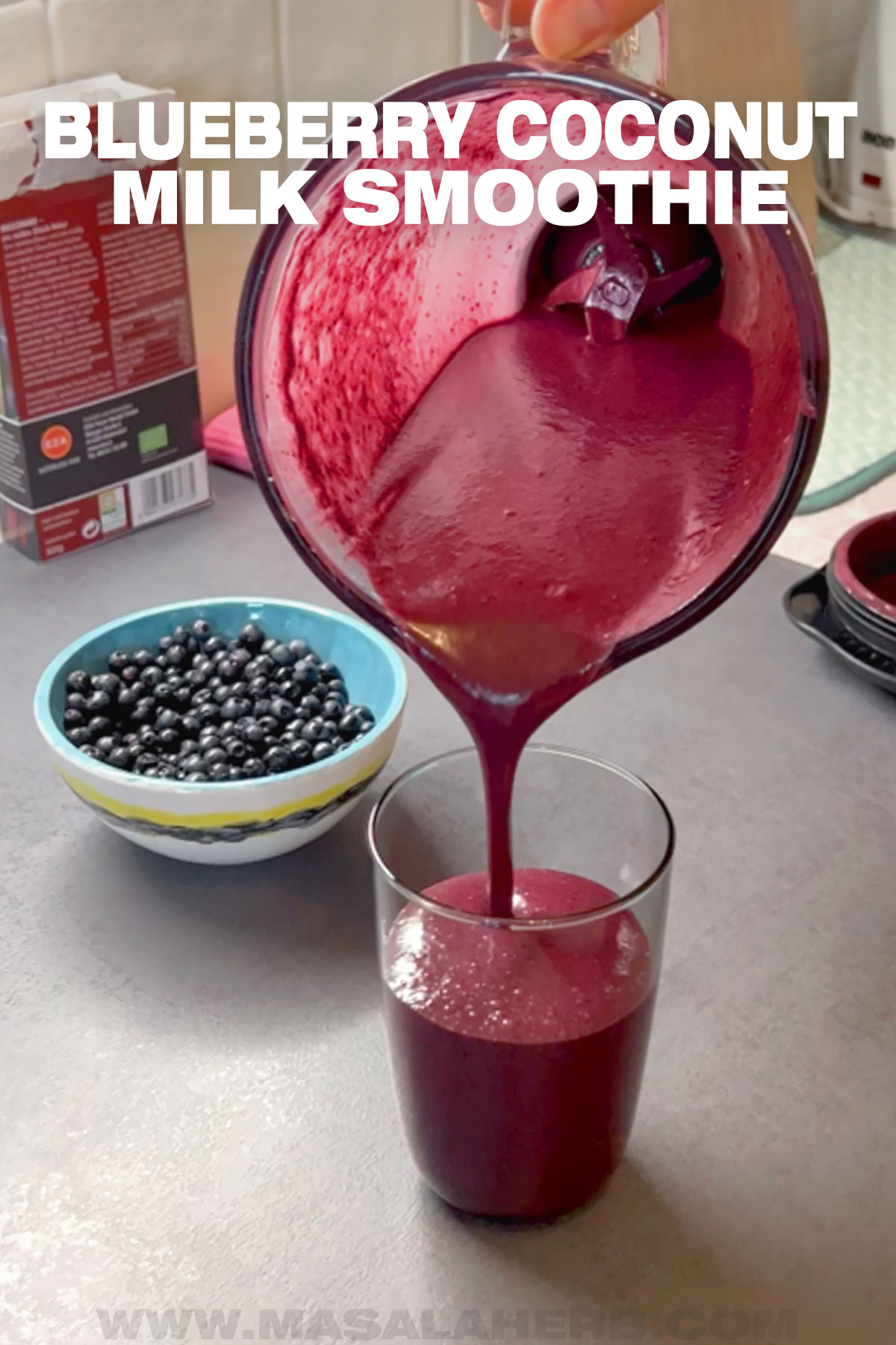 Blueberry Coconut Smoothie Recipe pin image