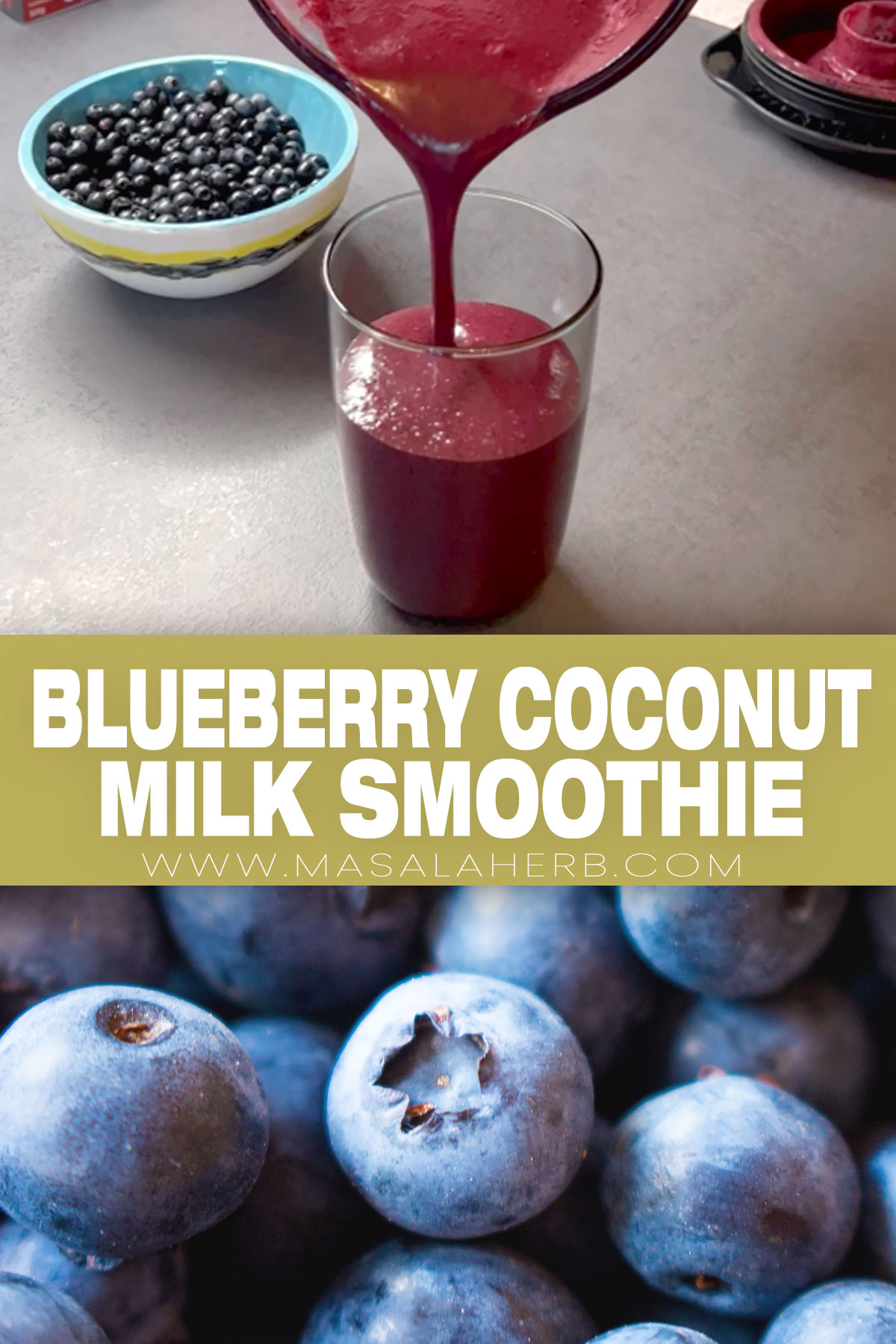Blueberry Coconut Smoothie Recipe pin picture