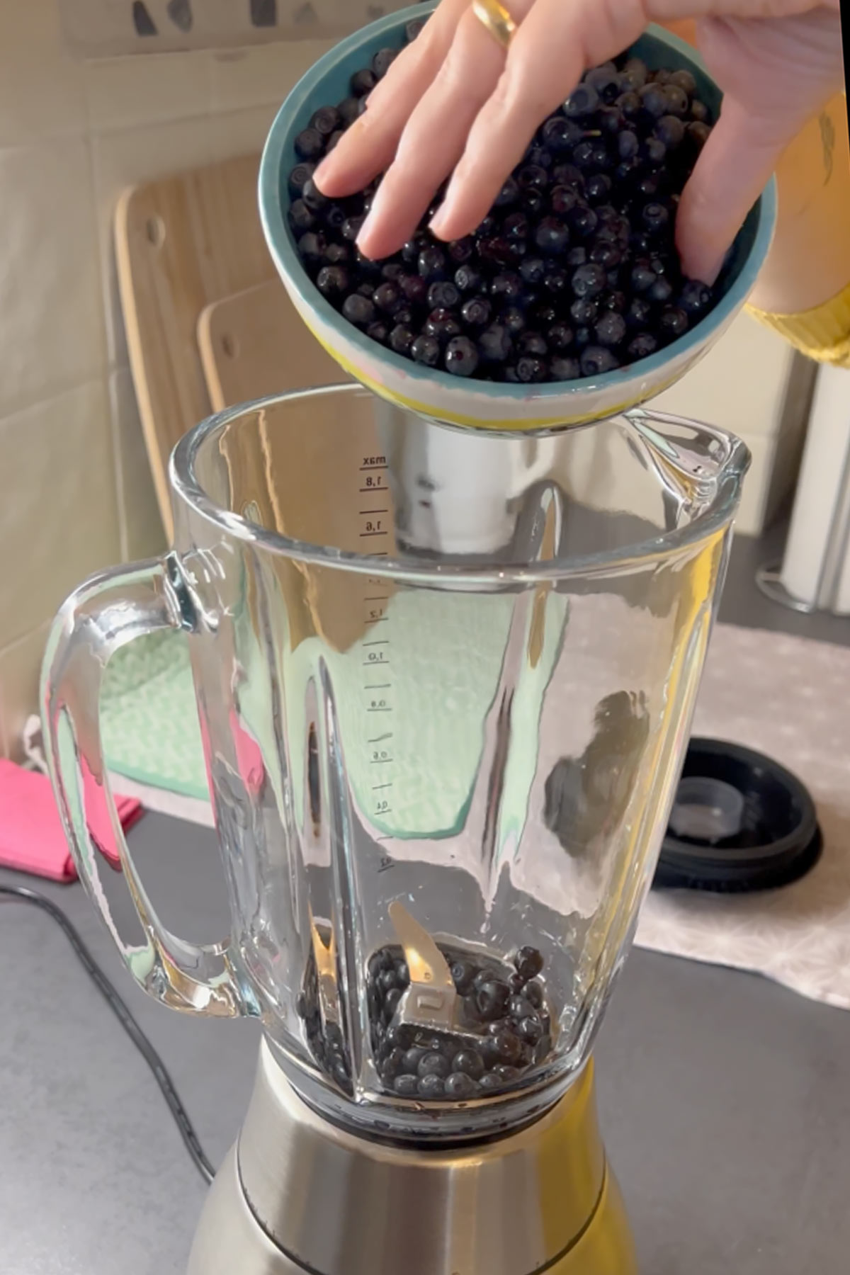 add fresh blueberries to the blender jar