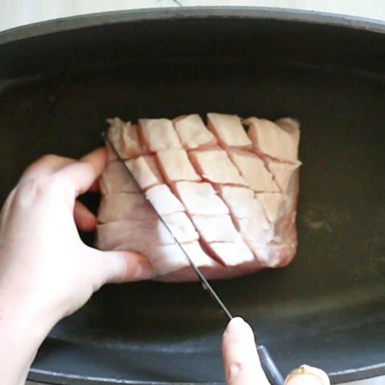 German Pork Loin Roast with Sauerkraut in Dutch Oven