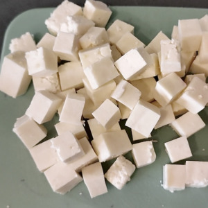 Homemade paneer cottage cheese cut into cubes