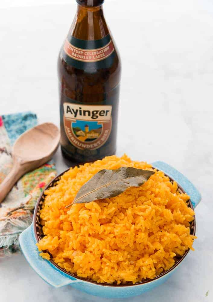 Arroz Borracho (Beer Steamed Yellow Rice)