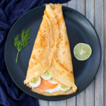 savory crepes with a cream cheese salmon filling