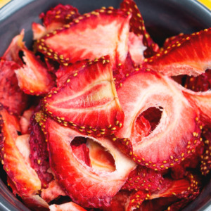 close up dehydrated strawberries
