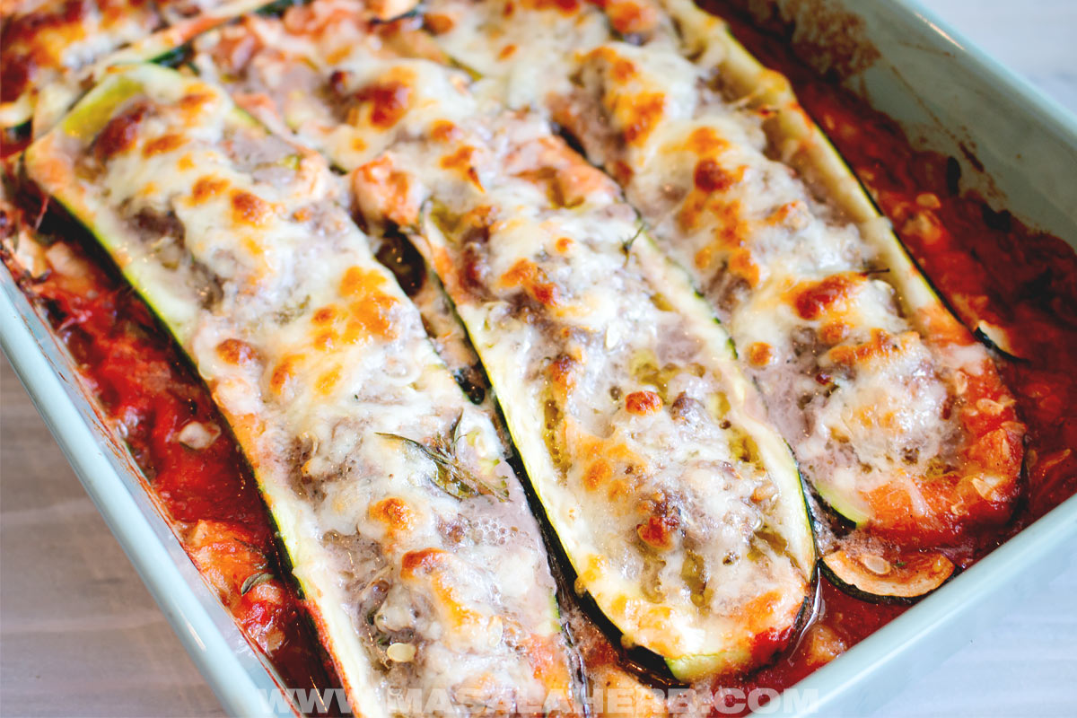 baked stuffed zucchini with meat