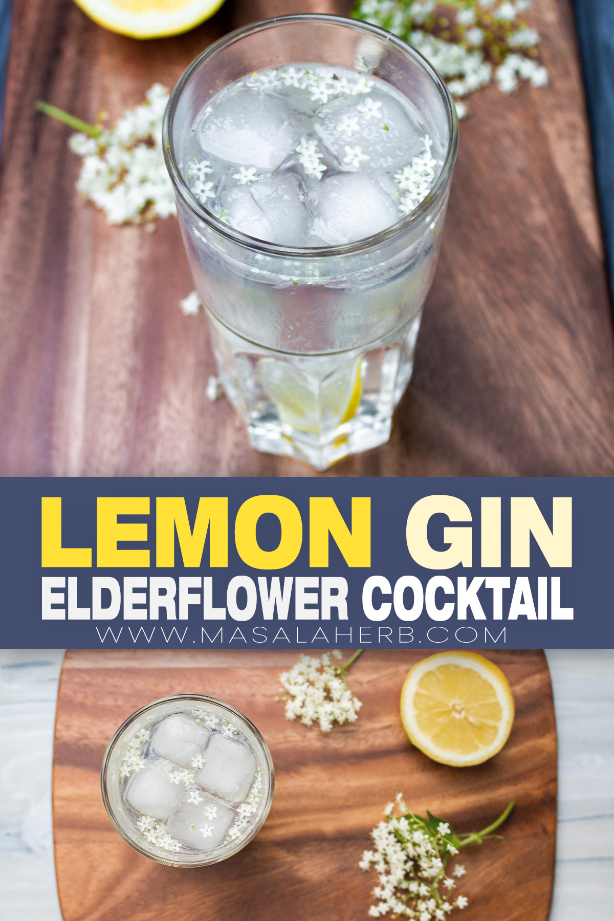 Lemon Gin Elderflower Cocktail pin image