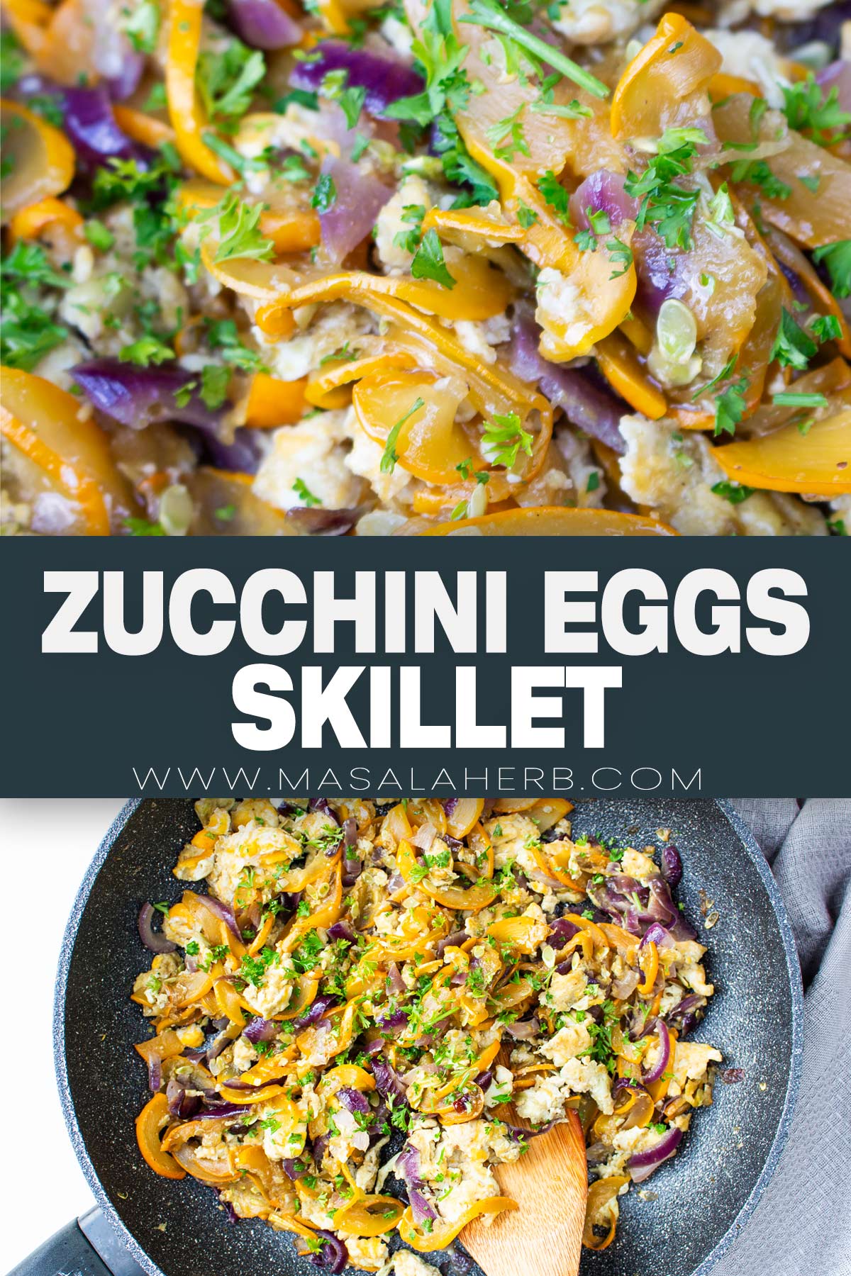 Zucchini and Eggs Skillet Recipe pin image