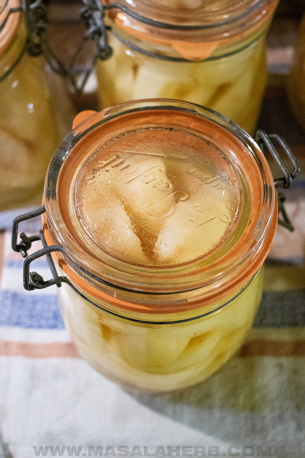 home canning pears in le parfait jars