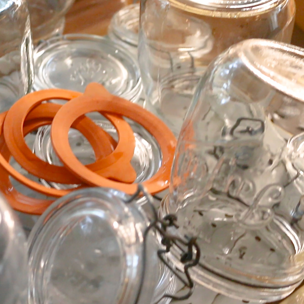 wash canning jars and rubber gaskets with soapy water.