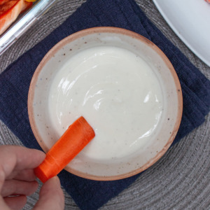 yogurt lemon dip sauce top down view