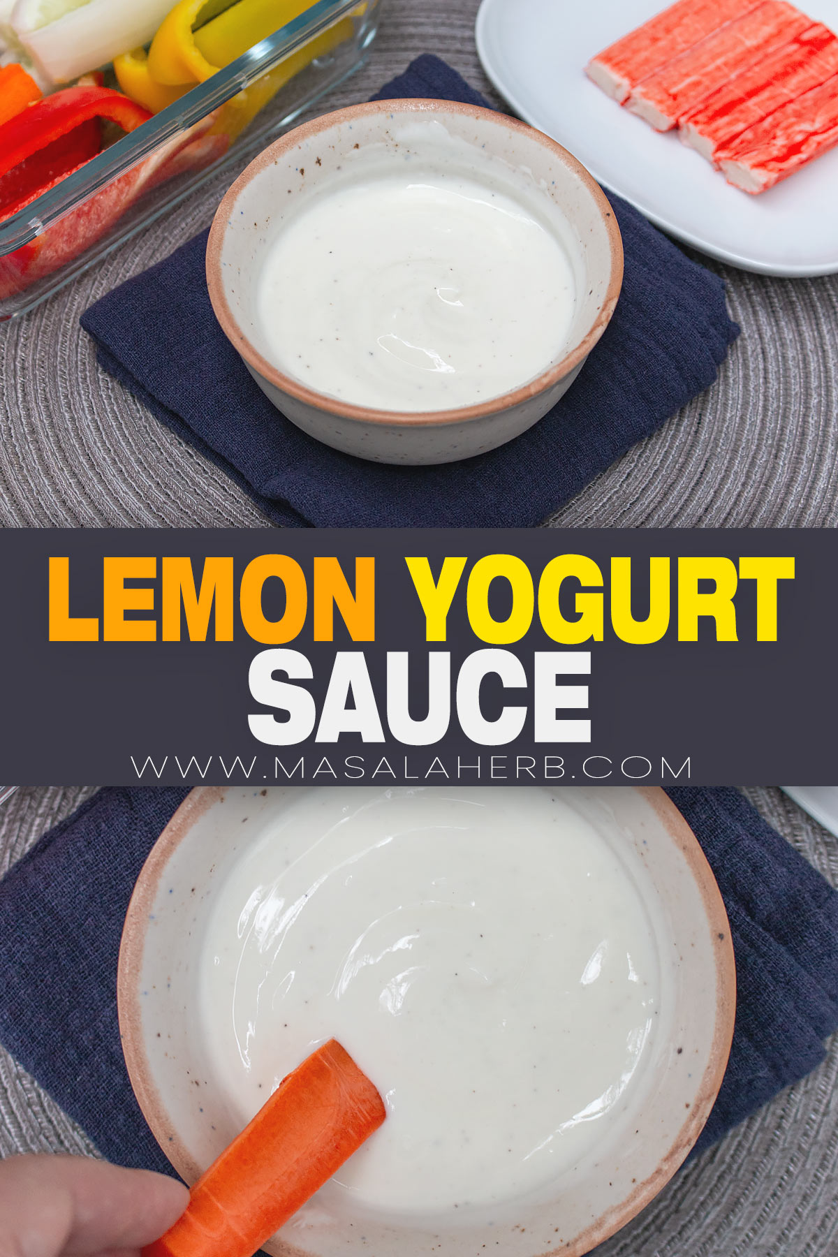Lemon Yogurt Sauce Recipe pin image