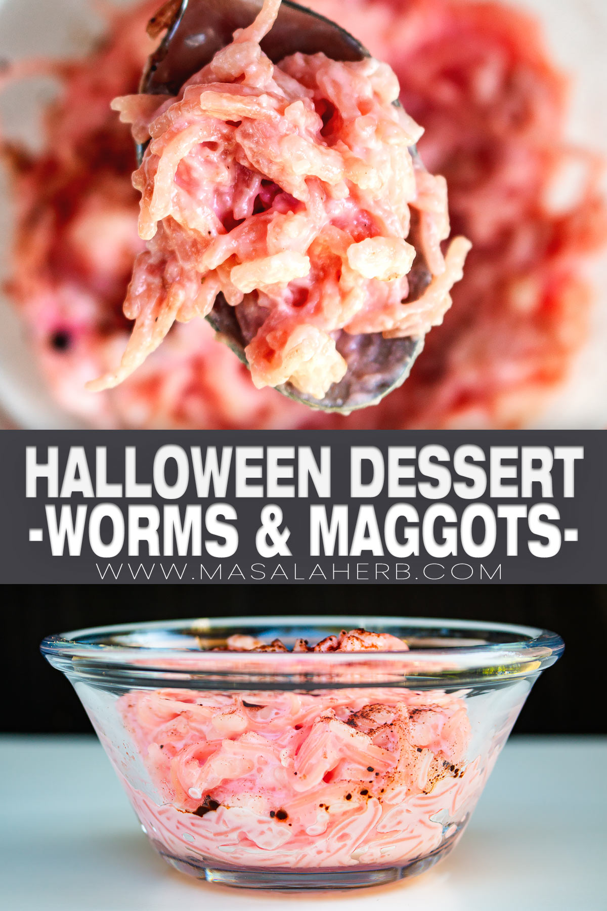 Halloween Dessert Pudding: Worms and Maggots pin image