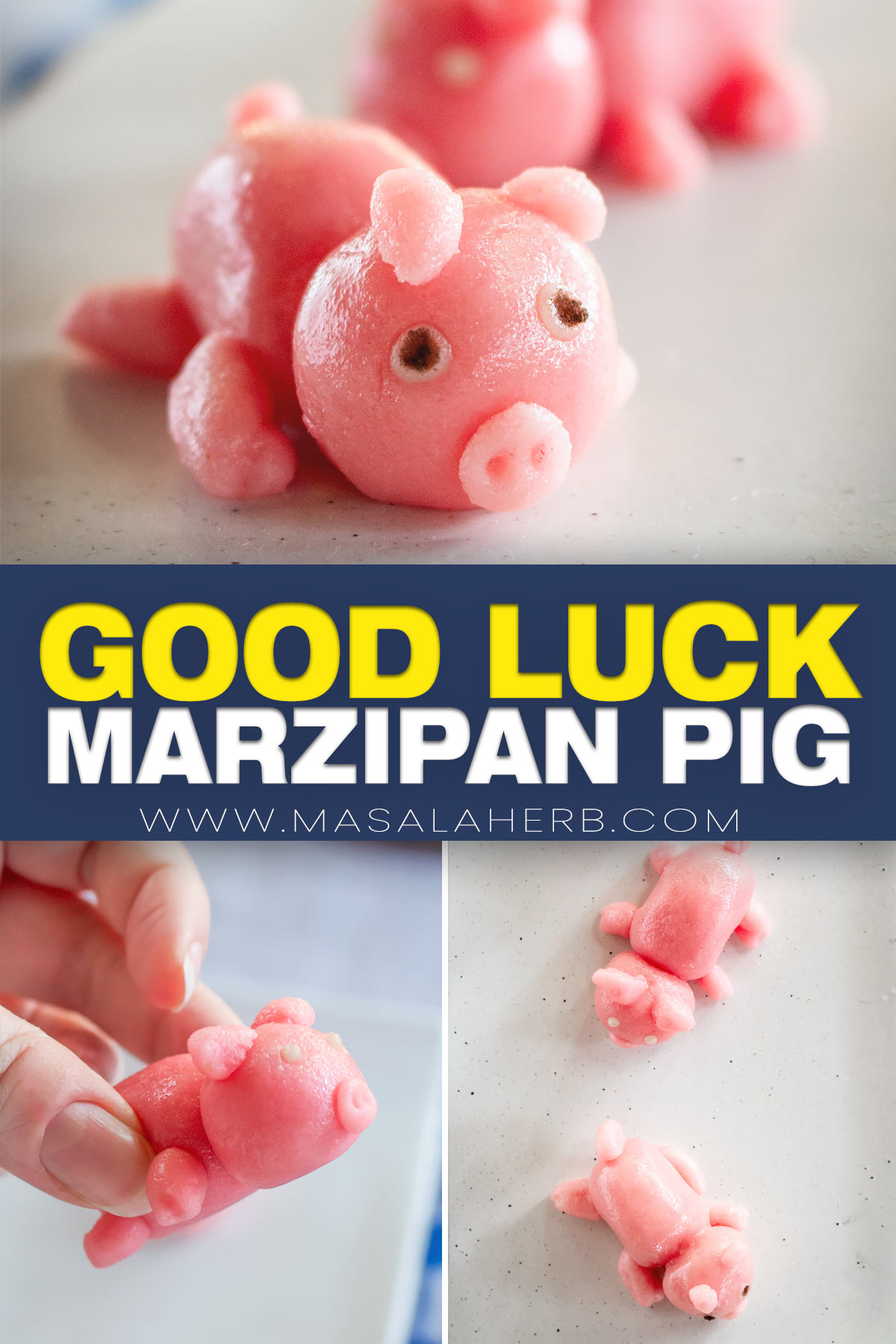 German Marzipan Pigs Candy Recipe pin image