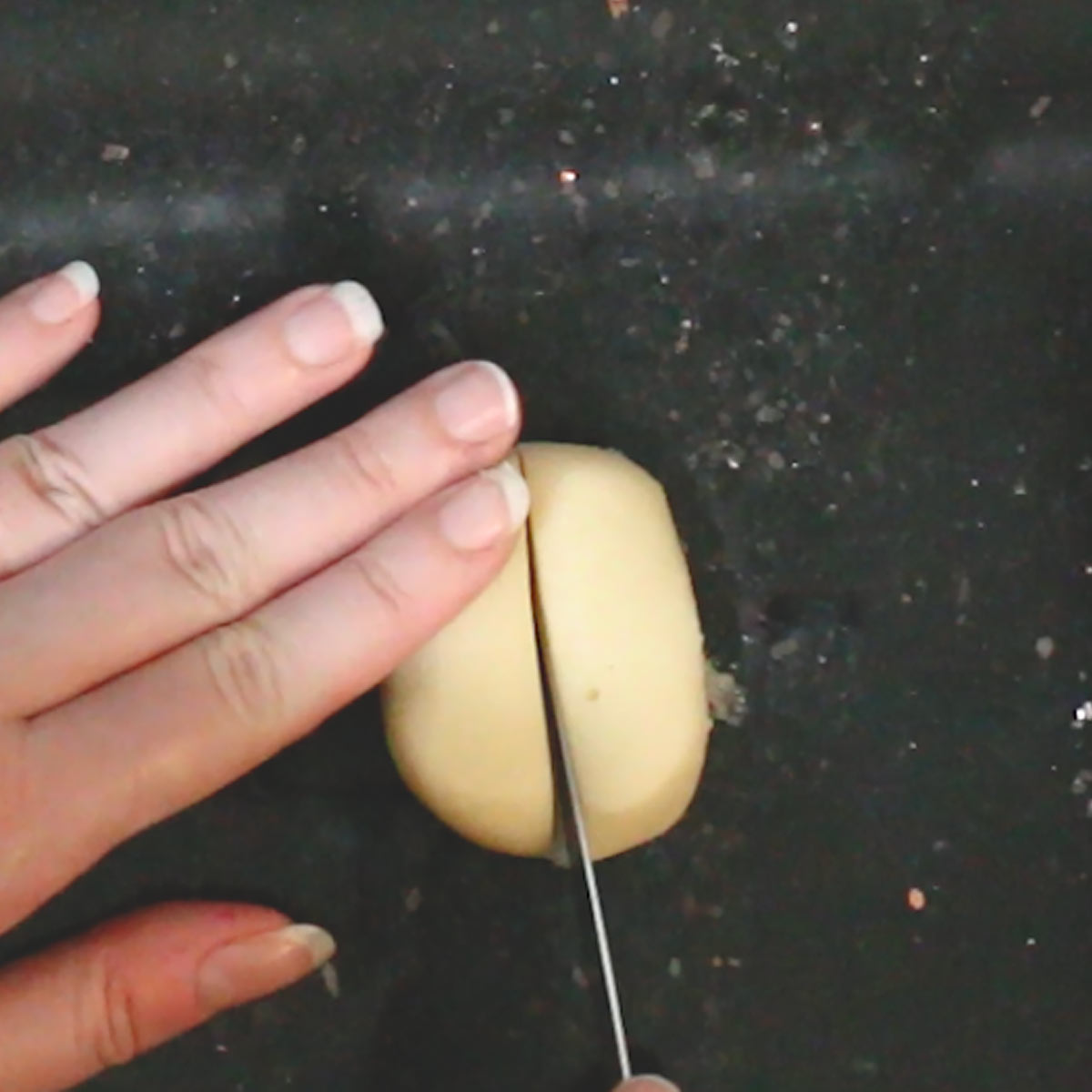 cut marzipan piece into two