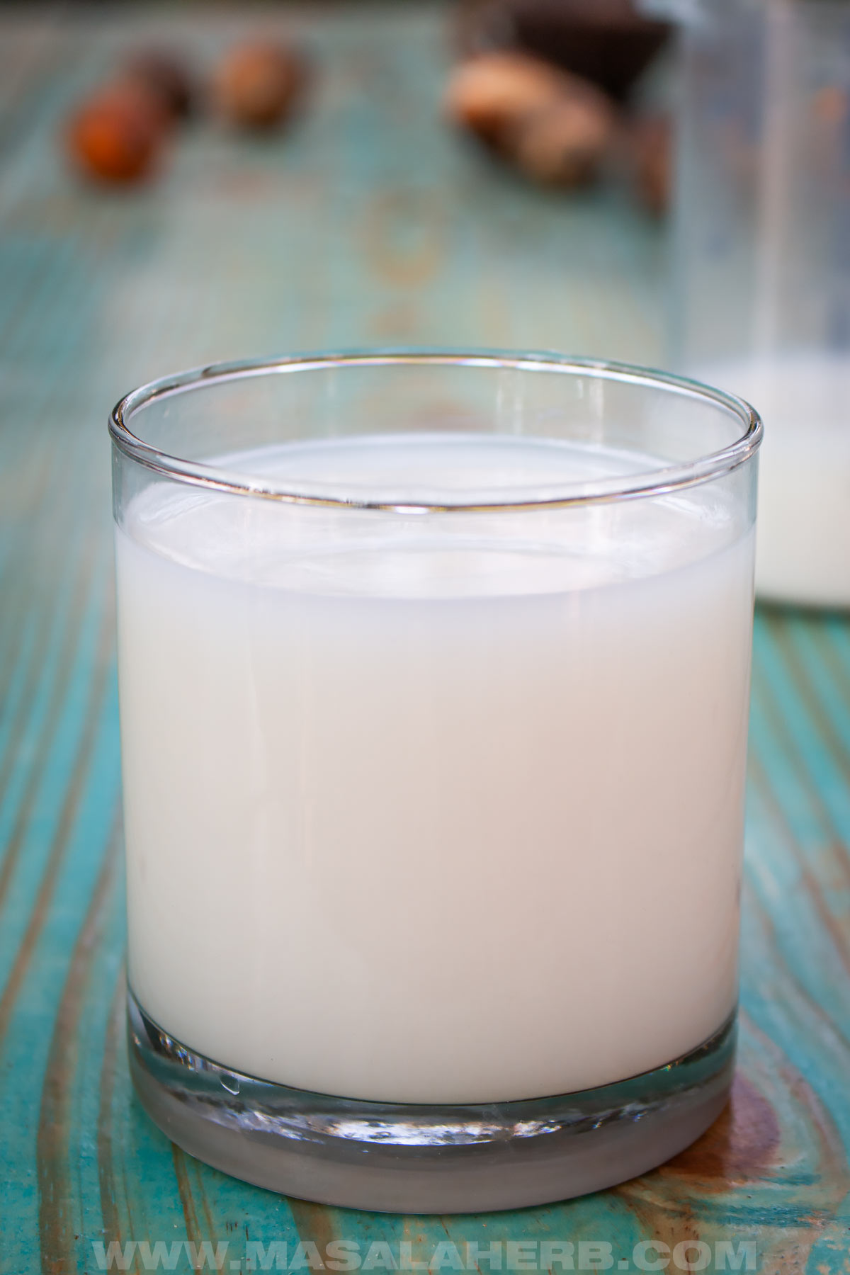 homemade oat milk in a glass