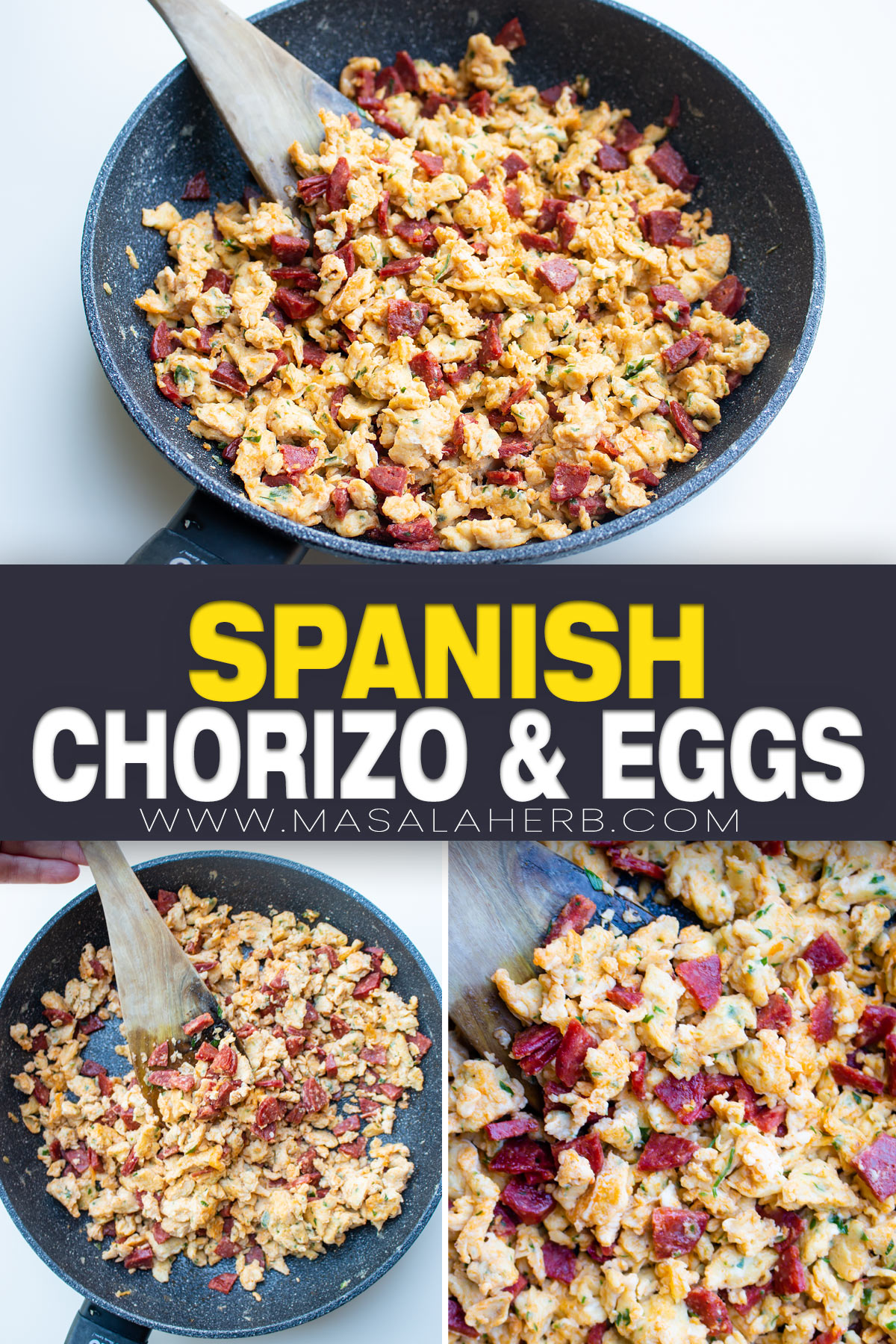Spanish Pork Chorizo and Eggs Recipe pin image