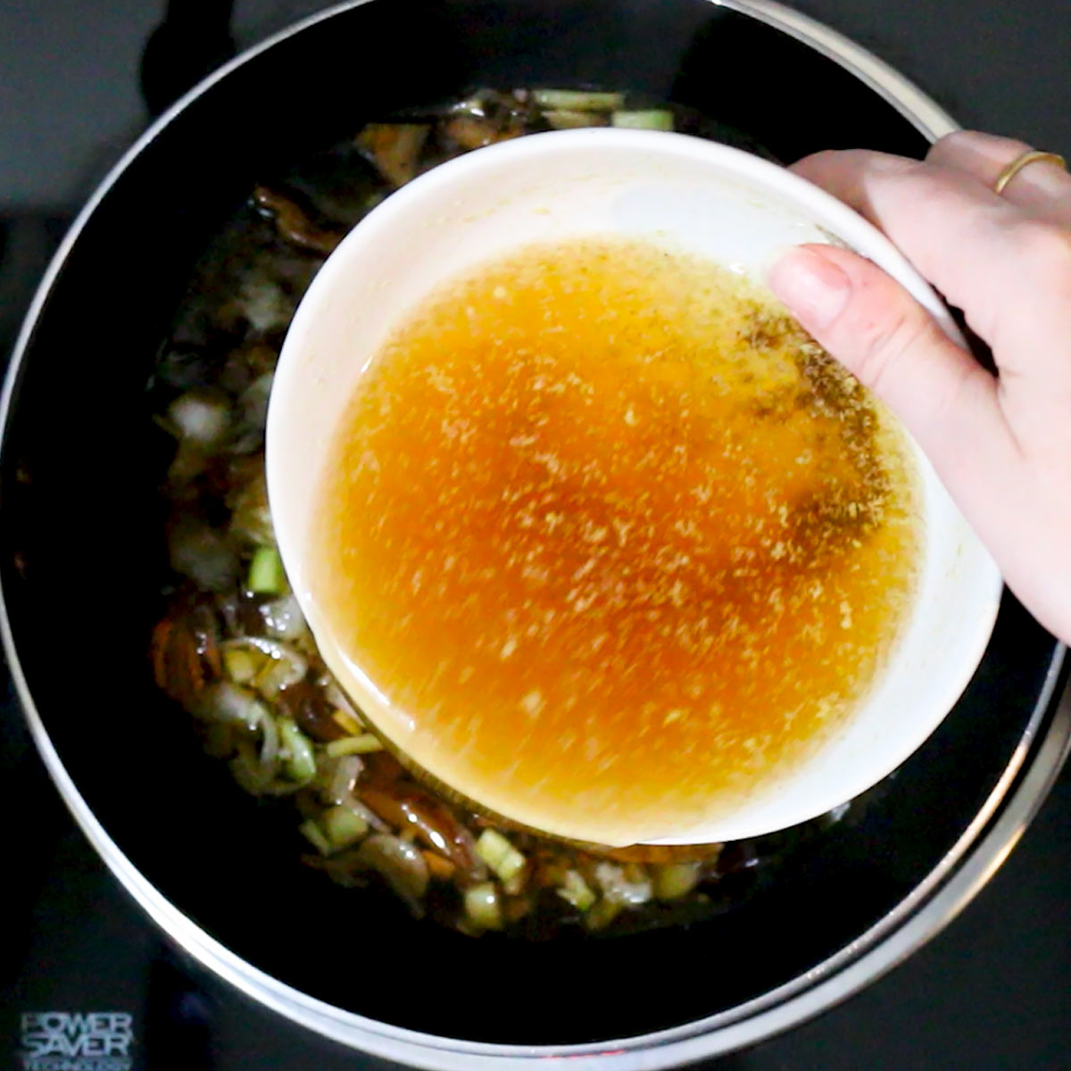 pour in clear beef broth