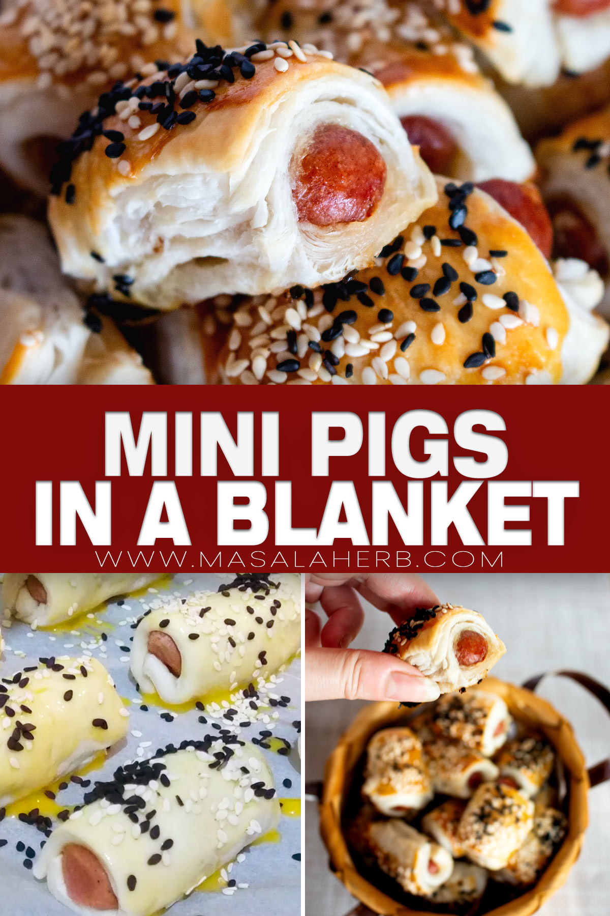 Mini Pigs in a Blanket Recipe pin picture