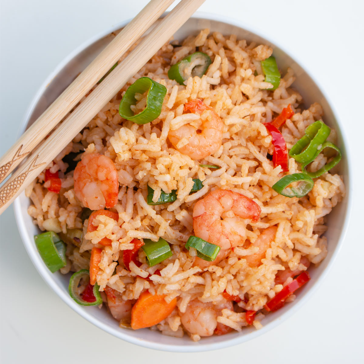 homemade shrimp fried rice in a bowl