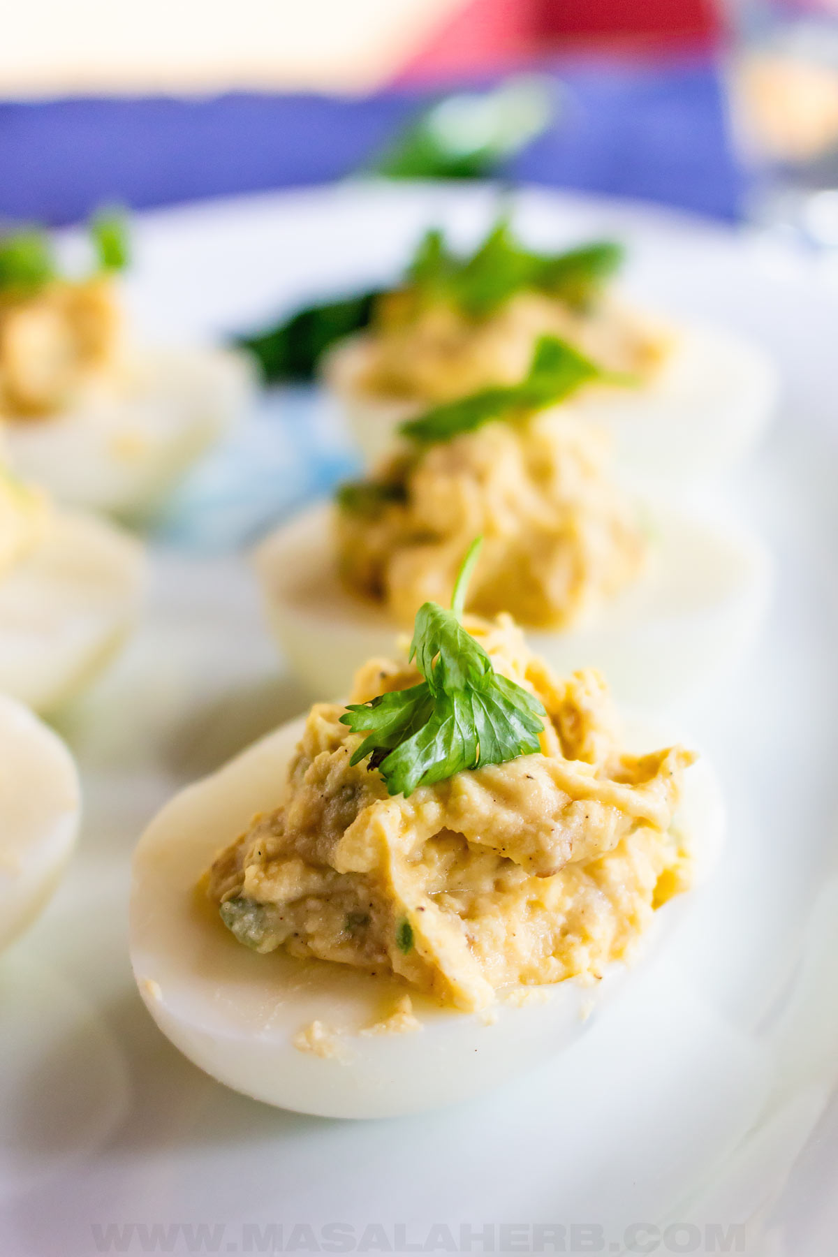Hot Deviled Eggs filled with Jalapeño