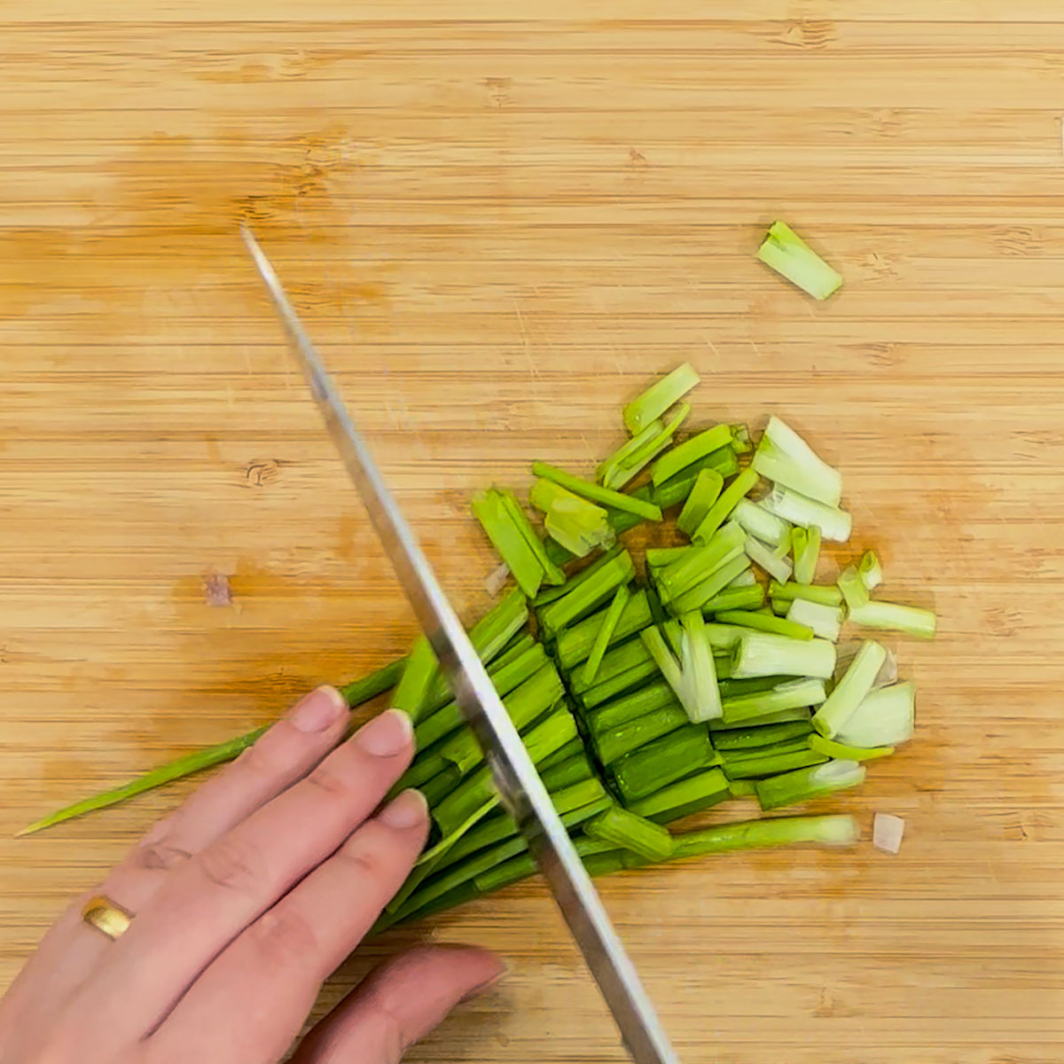cut green onions stalks