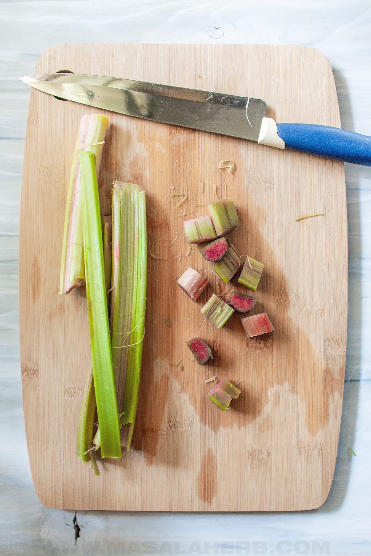 sliced rhubarb stalks