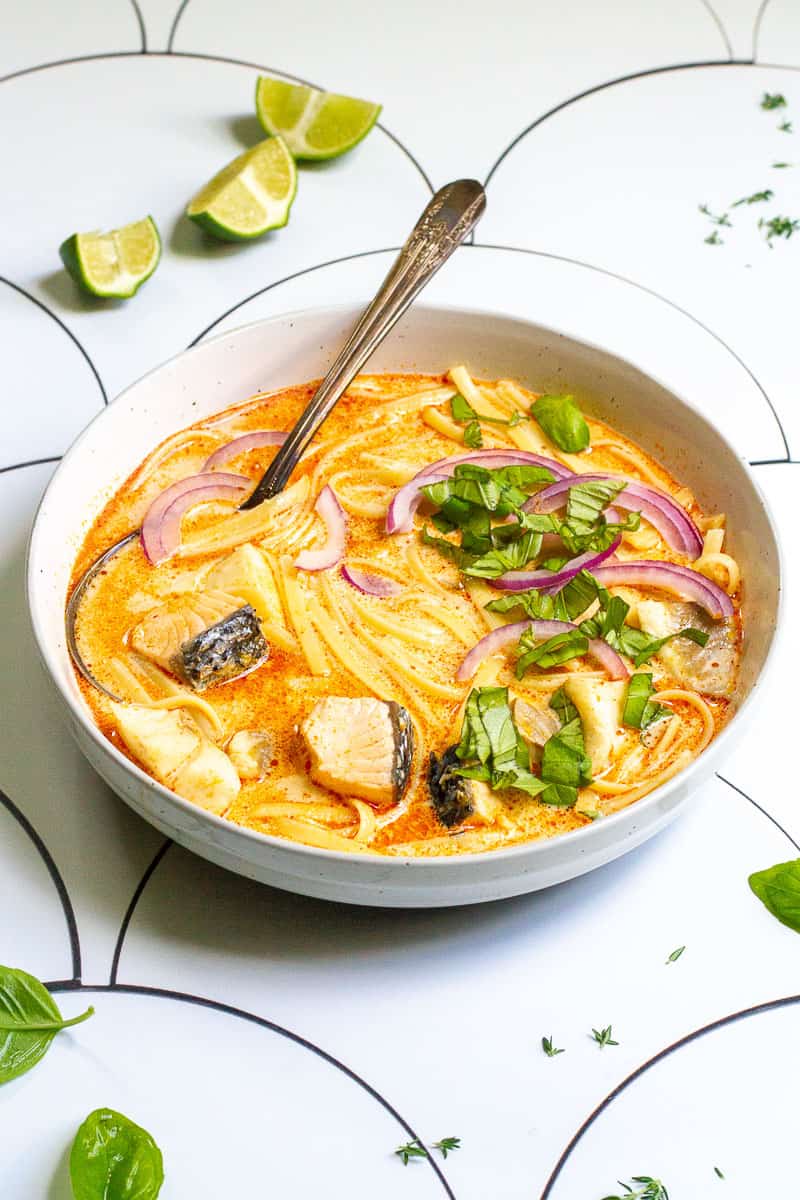 Fish Coconut Curry Soup with Noodles