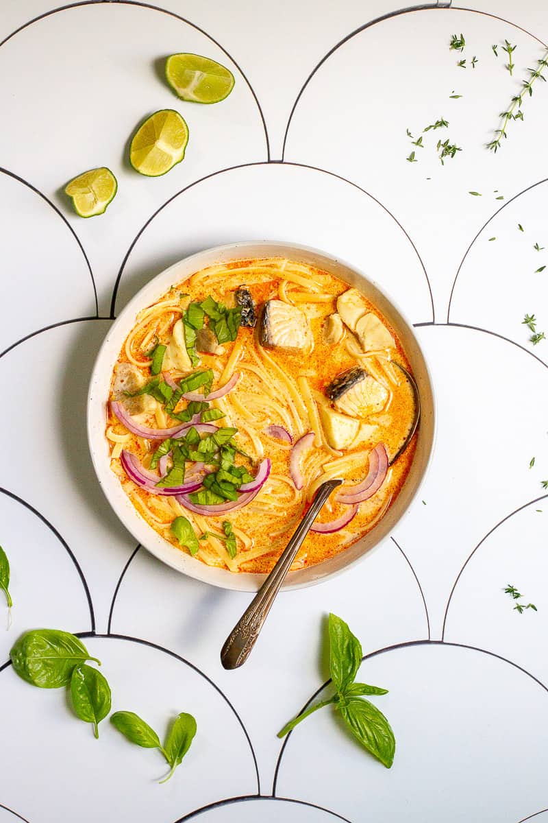 Fish Coconut Curry Soup with Noodles