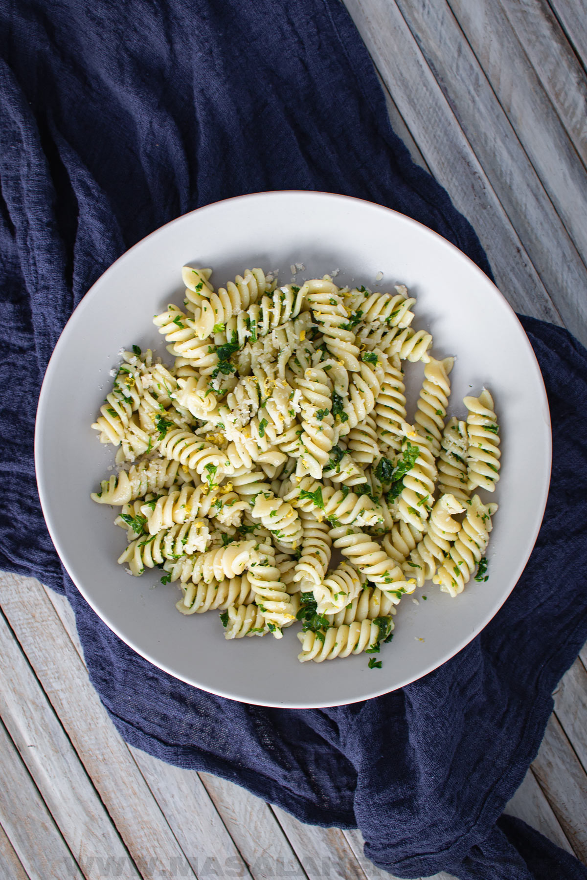 pasta with parsley in a plate