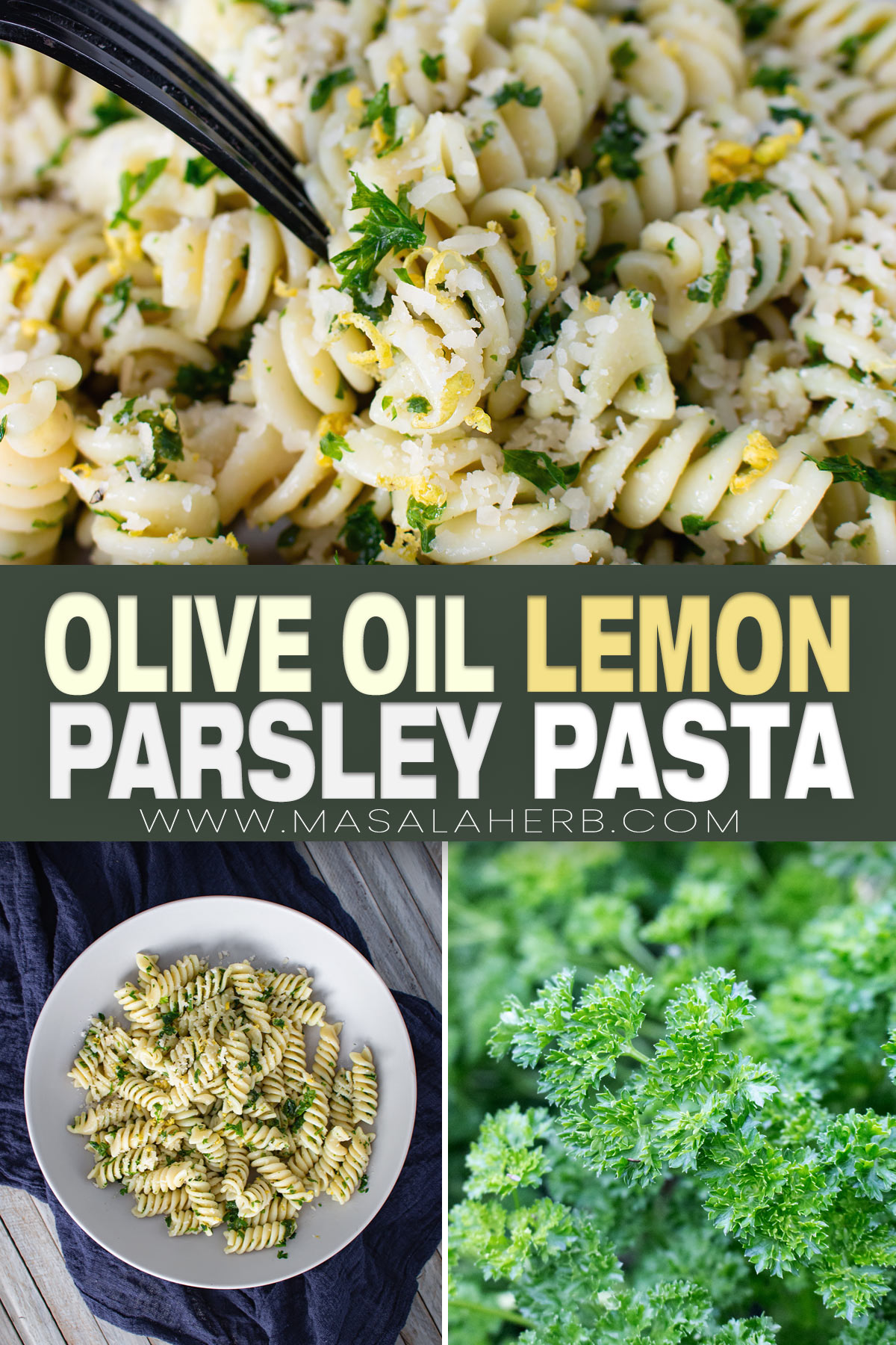 Olive Oil Lemon Parsley Pasta Recipe Pin Image