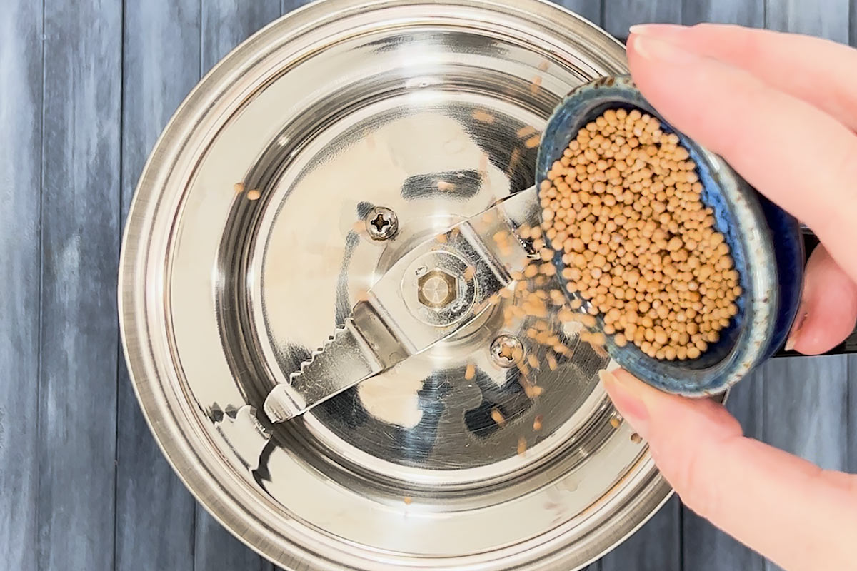 grind toasted mustard seeds