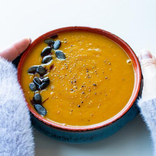 bowl of sweet dumpling squash with curry powder flavored