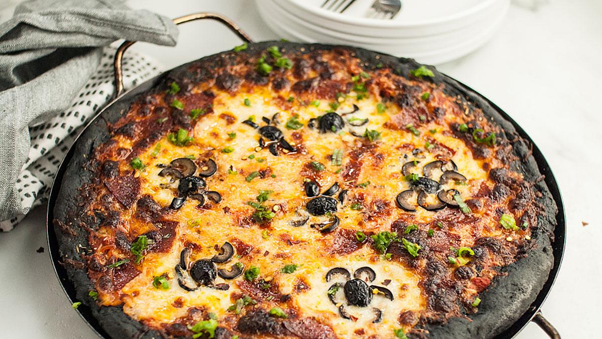 Spider Halloween Pizza with Black Charcoal Crust