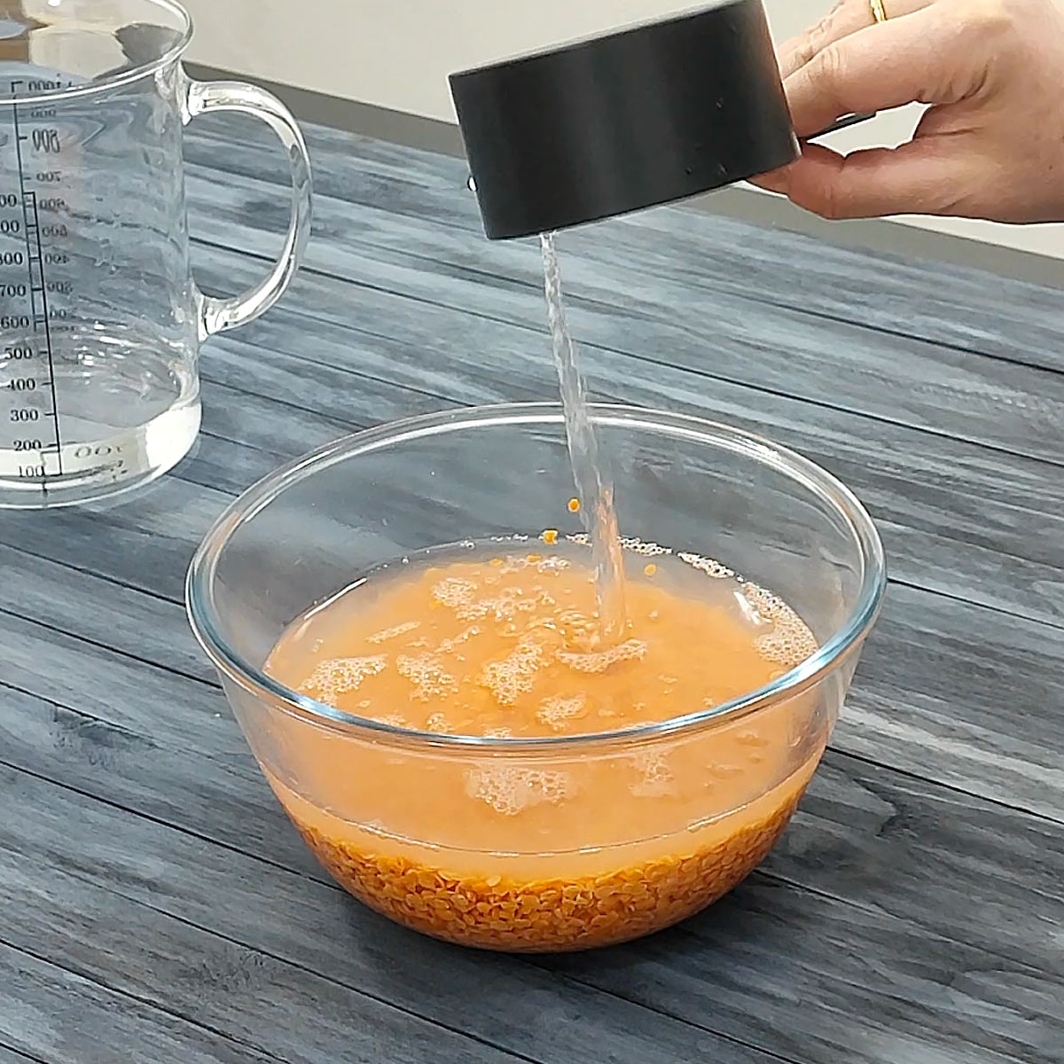soaking Masoor Dal