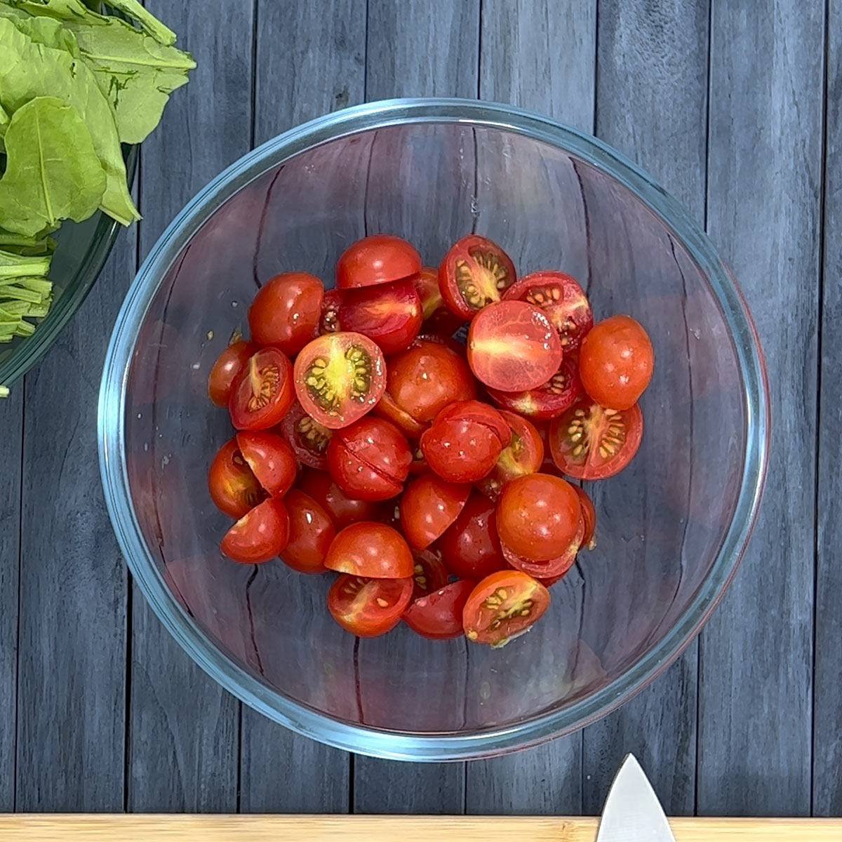 slice tomatoes in two