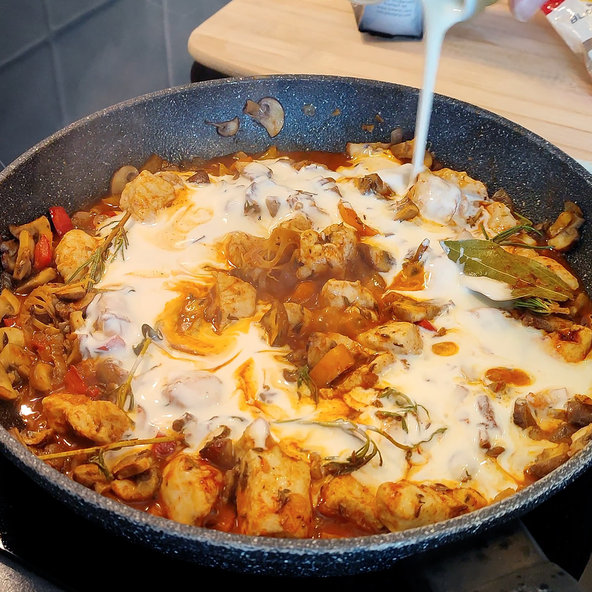stir in cream