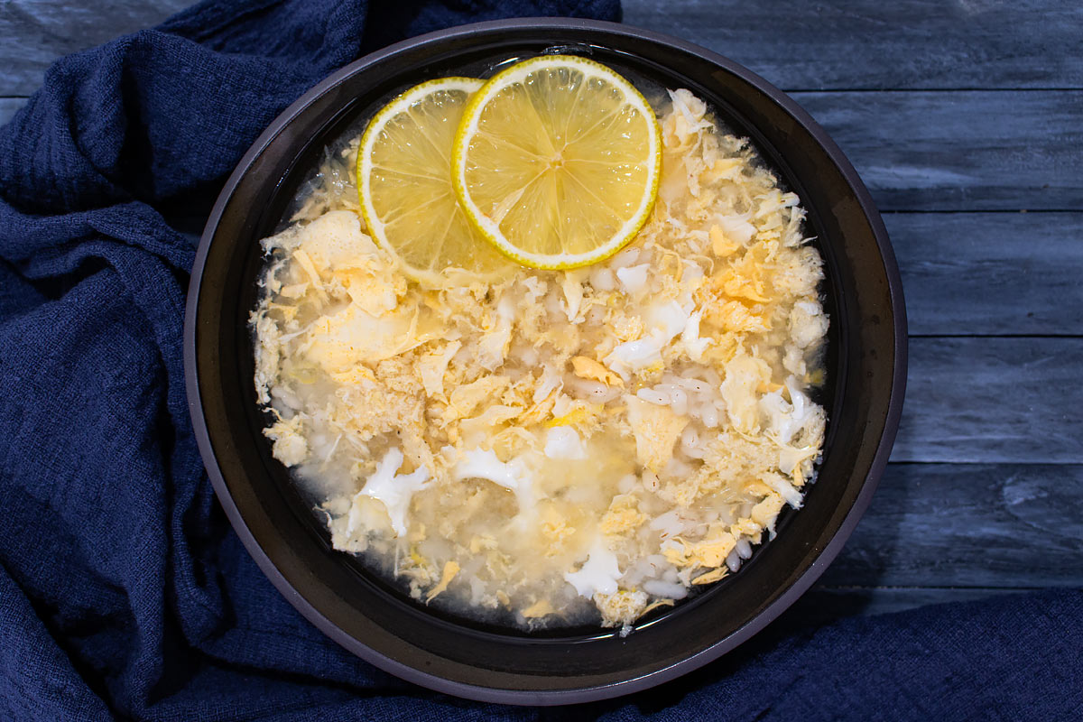 lemon egg rice soup