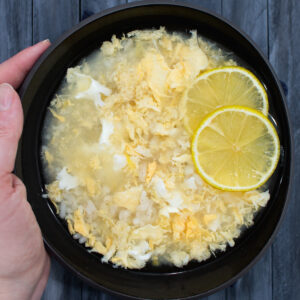 homemade No-Oil Lemon Rice Egg Drop Soup