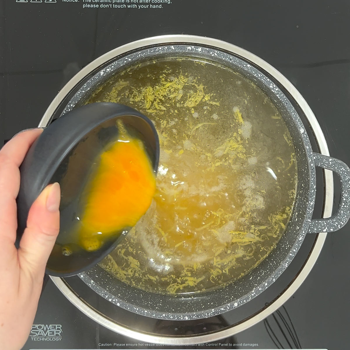 drop egg into soup