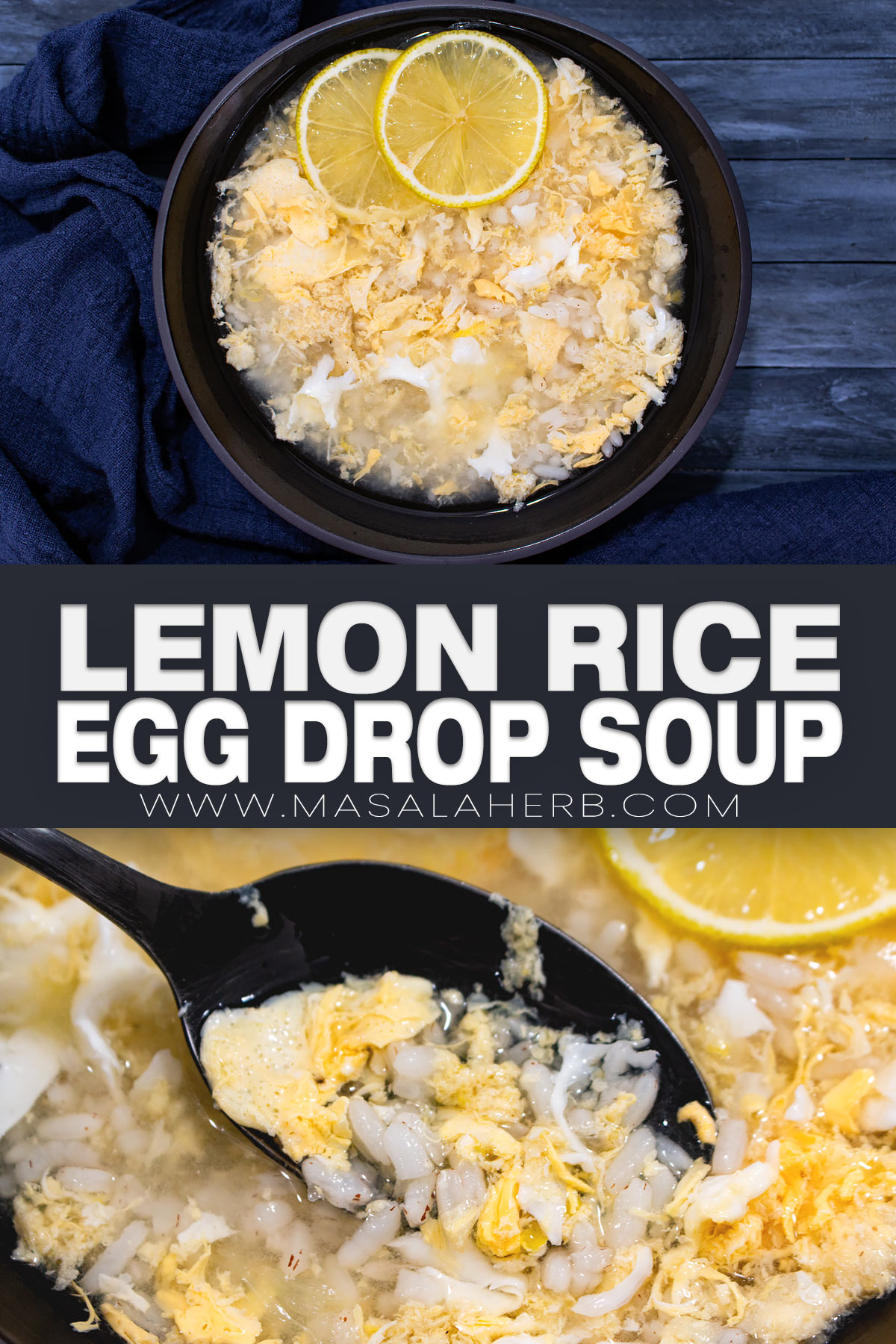 No-Oil Lemon Rice Egg Drop Soup pin